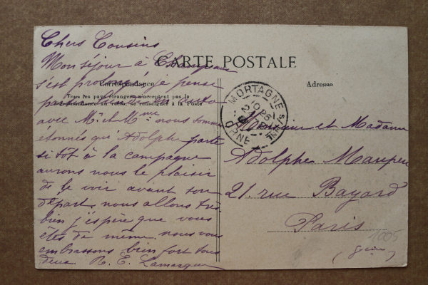 Postcard PC Saint Jouin de Blavou 1905-1915 La Gravelle Les 4 Routes Hotel car oldtimer France 61 Orne